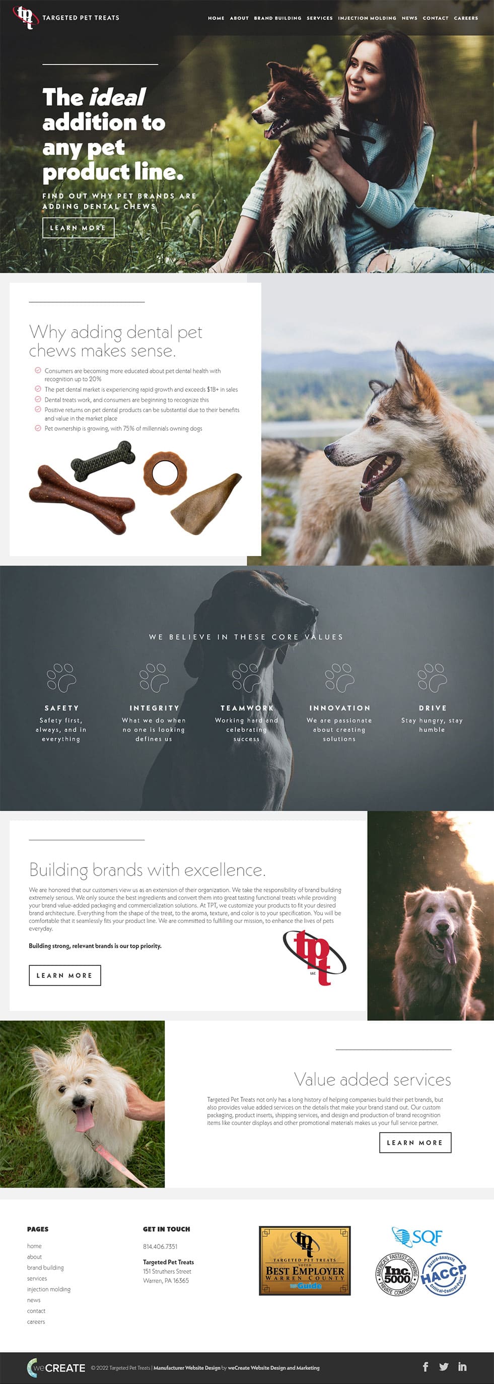 Targeted Pet Treats website preview. Select the visit site button to see this page in your browser