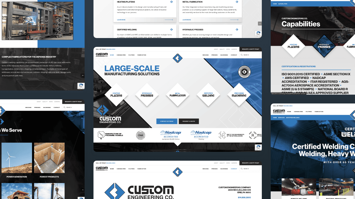 Custom Manufacturing Website Design Layout 