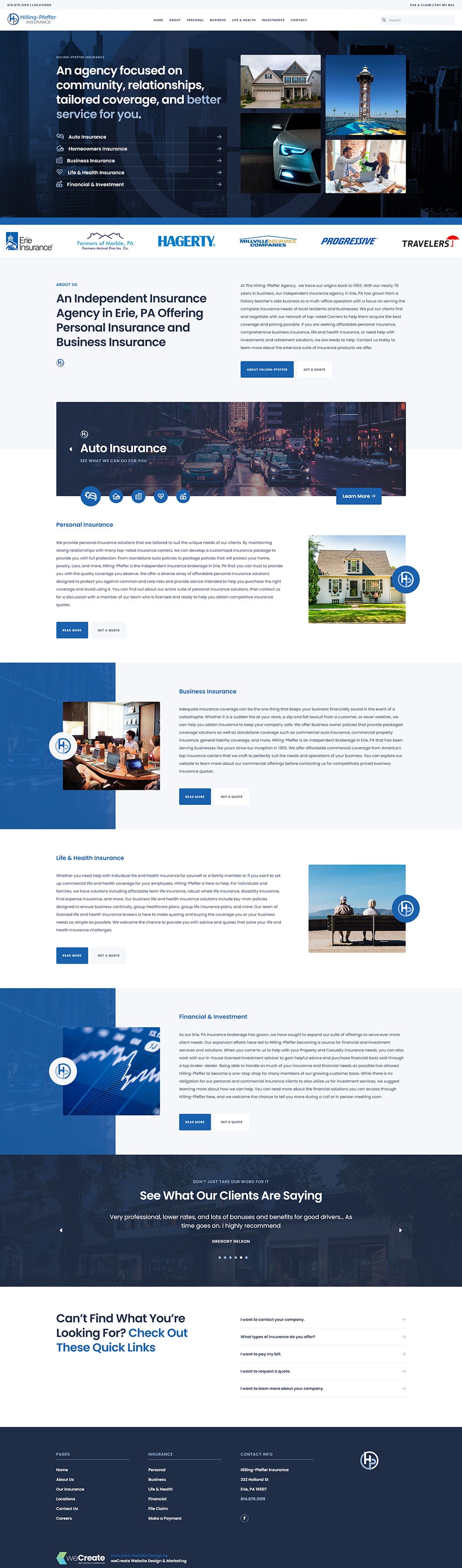 Hilling-Pfeffer Insurance Agency Website Design website preview. Select the visit site button to see this page in your browser