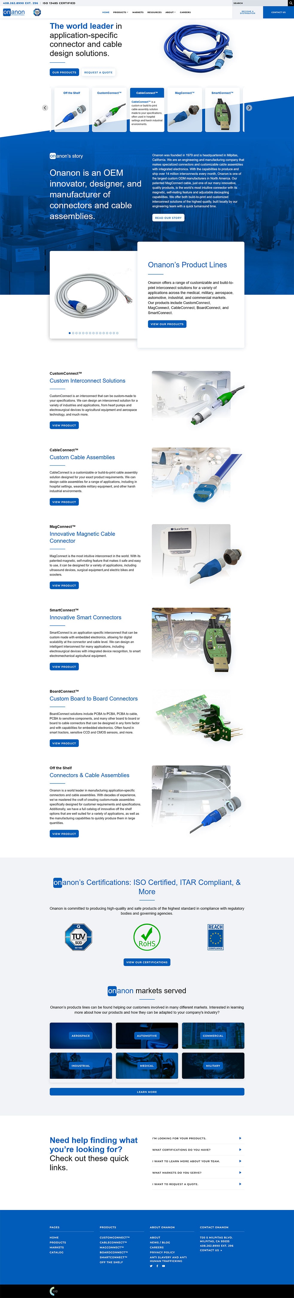 Onanon – Website Design and Marketing for an Electronics Manufacturer website preview. Select the visit site button to see this page in your browser